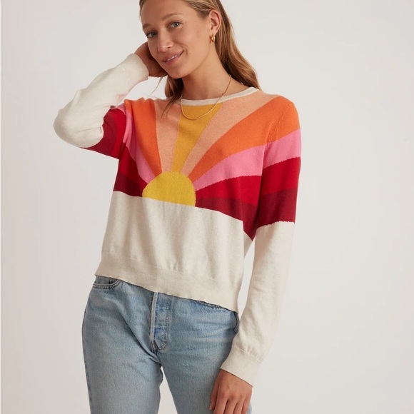 Marine Layer Women's Crew Neck Sweater - Multicolor Sunburst - Picture 1 of 7